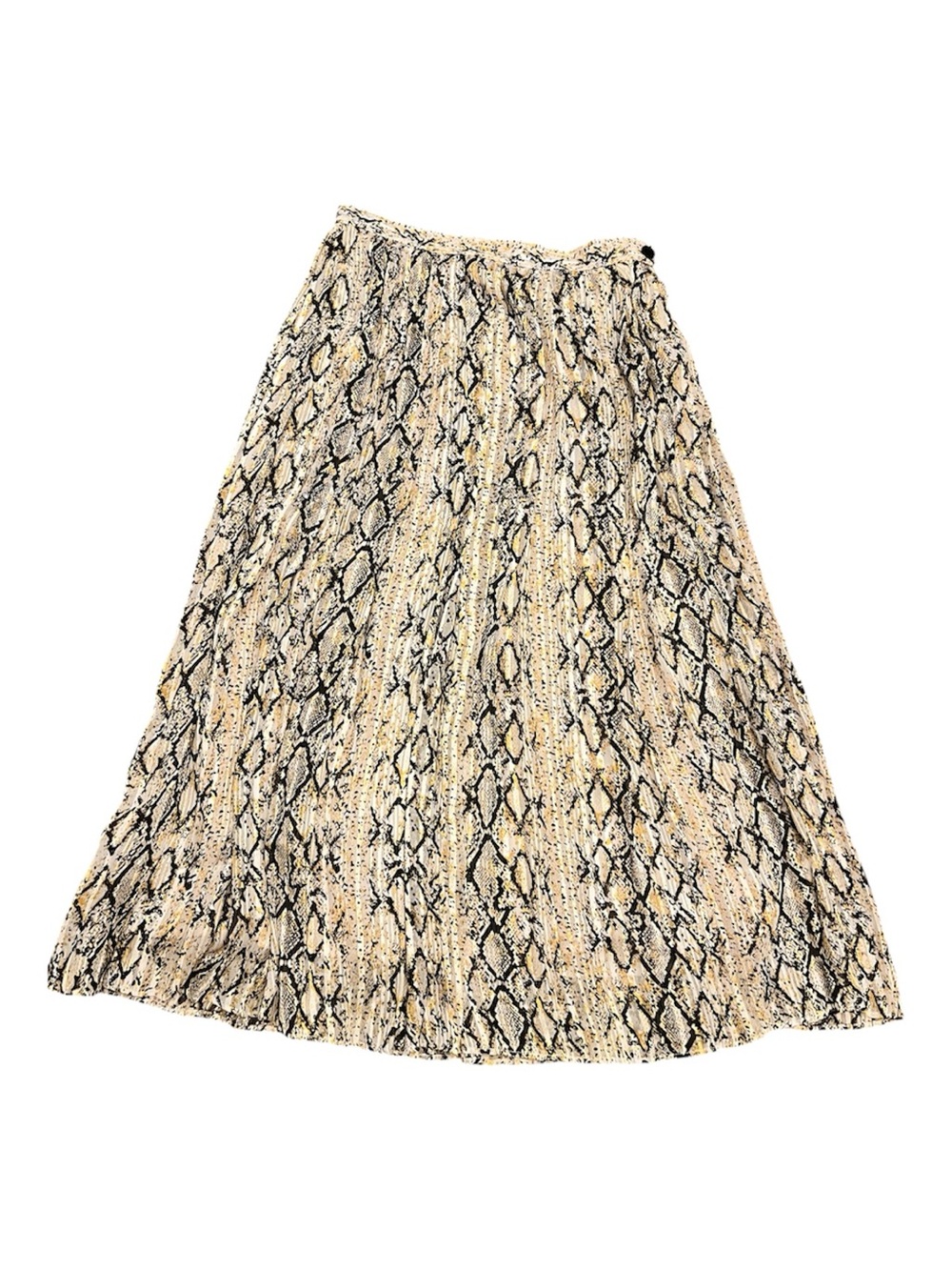 FRNCH Paris Metallic Snake Print Pleated Midi Skirt Size M NWT